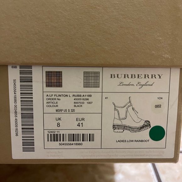 Burberry-Vintage check neoprene& rubber rain boots - Picture 8 of 8